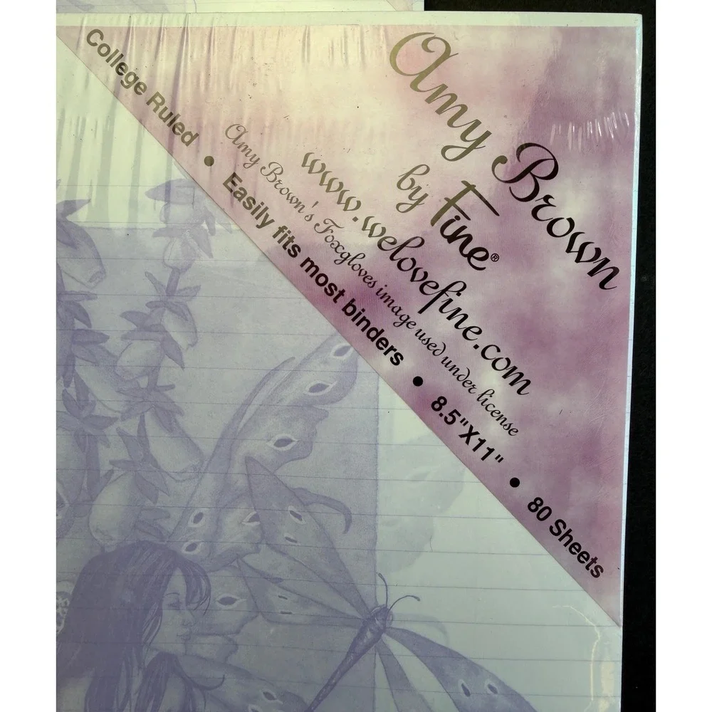 Amy Brown Fairy Filler Paper 2pk 80ct Purple Foxgloves Y2K Fantasy Stationery